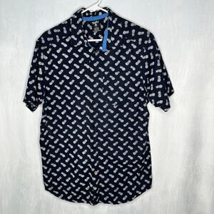Blue Gear BG Shirt Navy Pineapple Button Down M